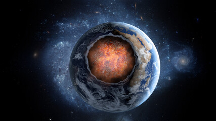 Wall Mural - flying asteroid, meteorite to earth. outer space. armageddon. 3d rendering