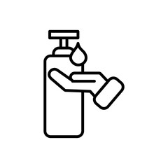 Sticker - antibacterial gel bottle and hand icon, line style