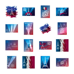 Canvas Print - bundle of happy bastille day and icons