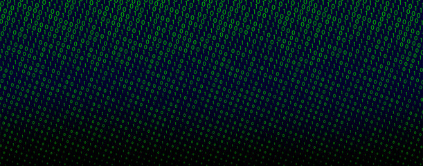 Poster - Abstract green futuristic cyberspace with stream of binary code, matrix background with digits. The concept of coding and hacker. Falling numbers. Vector illustration.