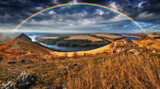 Fototapeta Tęcza - colorful rainbow over river canyon