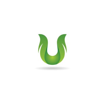 initial u with leaf logo design vector, symbol, icon, element, template