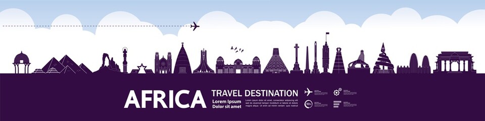 africa travel destination grand vector illustration.