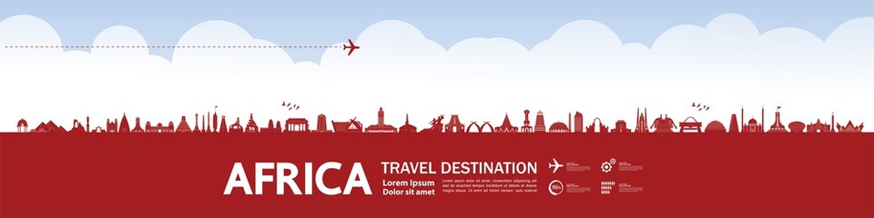 Fototapete - Africa travel destination grand vector illustration. 