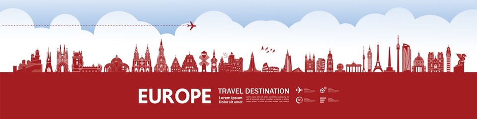 Fototapete - Europe travel destination grand vector illustration. 