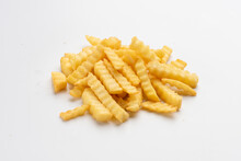 Crinkle Fries On White Background Portion Os Fries Potato