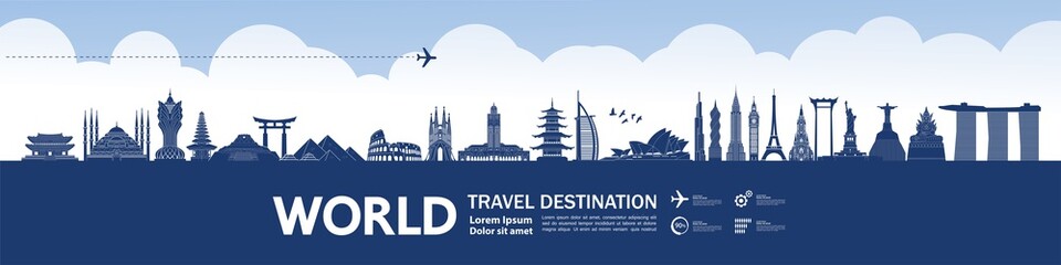 Fototapete - World travel destination grand vector illustration. 
