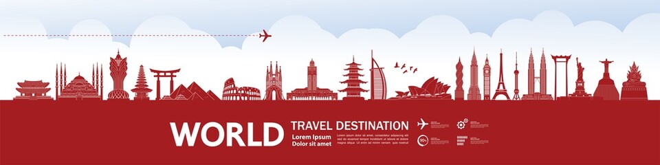 Fototapete - World travel destination grand vector illustration. 
