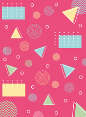 Wall Mural - memphis triangle and circles geometric 80s 90s style abstract background