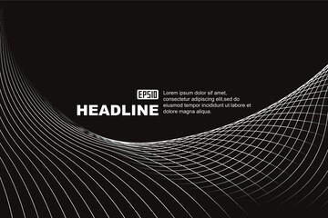 Poster - Elegant black and white gray gradient lines, abstract vector lines texture background.