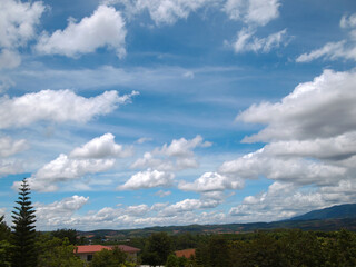 Blue sky with beautiful natural white clouds.