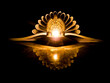 Glowing Torch a reflection shot image. The glowing torch is glowed everywhere in the Hindu temples, and home's. This is a peaceful, mind relaxing picture. This shows the workship of God. 
