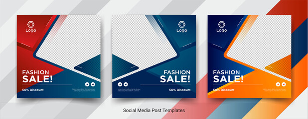 Wall Mural - Set of fashion sale social media promotional post templates design