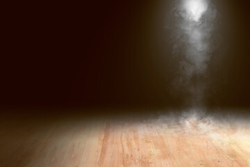 Poster - Wooden floor with smoke and light