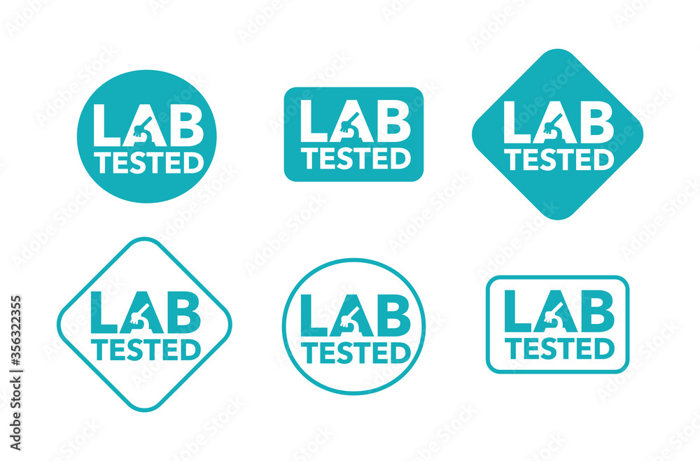 Lab Testign Window Sign Lab tested sign - microscope intergated in word - isolated vector stamp ...