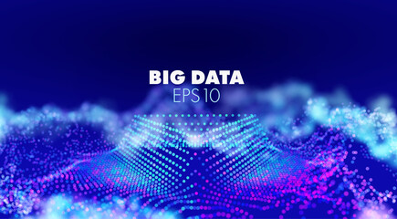 Wall Mural - bigdata illustration on abstract background. Blue particles stream. Connection bigdata structure. Online computing technology. Modern design. Big data.