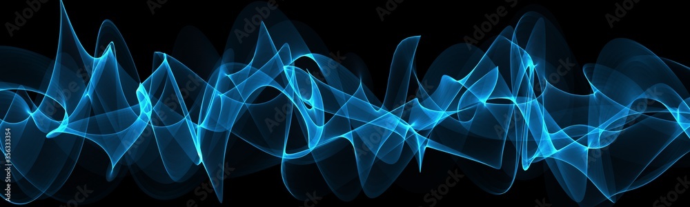  Blue abstraction with waves. Modern panoramic background
 - obrazy, fototapety, plakaty 