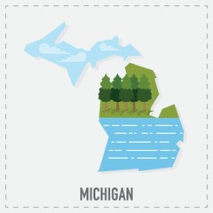 Poster - michigan map sticker