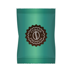 Poster - green coffee paper bag elegant packing product