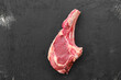 Top view of beef ribeye steak bone-in