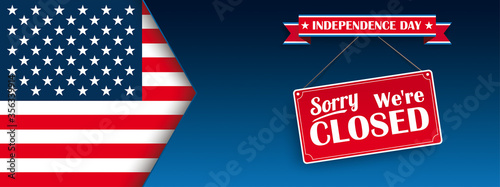Fotomural Independence Day Closed USA Flag Header