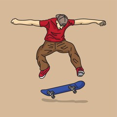 Poster - teenage boy with skateboard