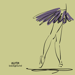 Wall Mural - art sketched legs of beautiful young ballerina in the ballet pose