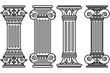 Pillar column vector line icons set isolated on a white background.
