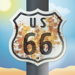 Wall Mural - us 66 route sign