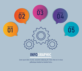 Wall Mural - infographic template with gears and options vector illustration design