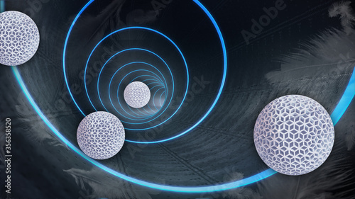 Fotografía 3d wallpaper with space and orbs