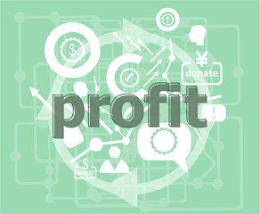 Poster - Text Profit. Business concept . Infographics collection icons of web development, user interface testing, mobile apps. Modern thin line icons set.