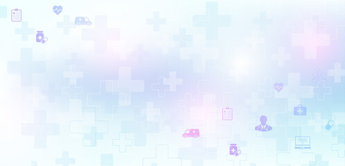 Wall Mural - abstract medical and science healthcare blue banner design template. health care medicine concept. m