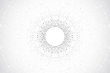Aufkleber - Digits abstract background with connected line and dots. Digital neural networks. Network and connection background for your presentation. Graphic polygonal background. Vector illustration.