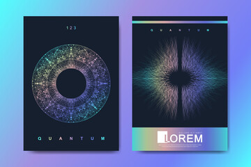 Aufkleber - Modern vector template for brochure, leaflet, flyer, cover, banner, catalog, magazine, annual report. Quantum technology. Futuristic explosion design. Big data visualization. Artificial intelligence