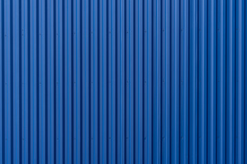 Striped Blue wave steel metal sheet cargo container line industry wall texture pattern for background.
