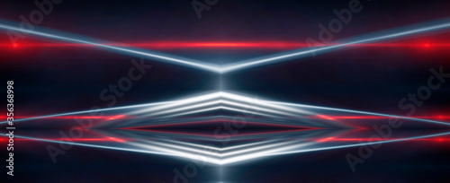 Cuadros en Lienzo Background wall with neon lines and rays