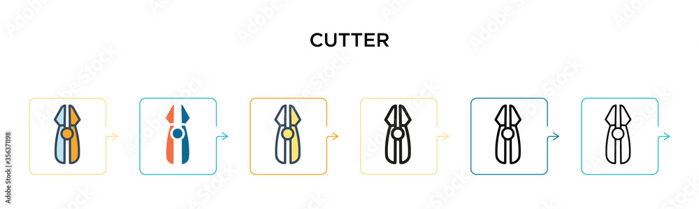 Cutter vector icon in 6 different modern styles. Black, two colored ...