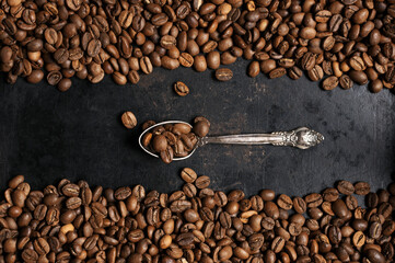 Poster - Roasted coffee beans background