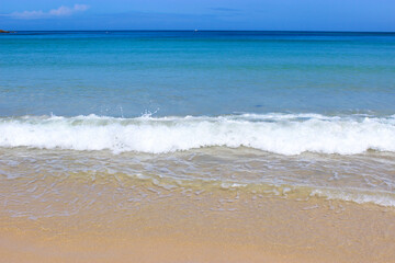 waves on the beautiful Cornwall beach taken in the summer on Carbis Bay, Cornwall, England 