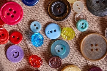 Poster - Background and texture of multicolored antique buttons