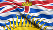 Flag of British Columbia waving in the wind. 3D illustration.