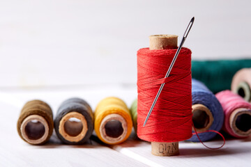 Poster - bobbins with thread and needles