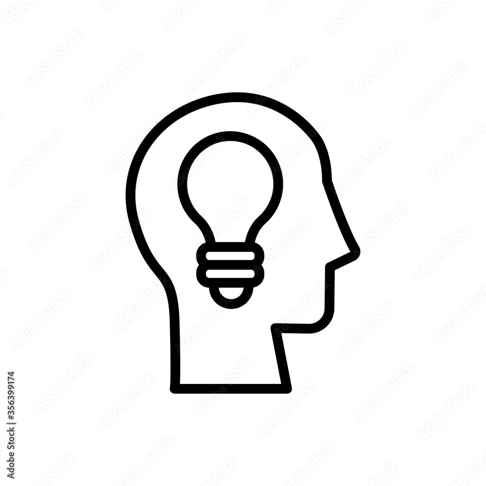 head light bulb icon. Simple line, outline vector elements of brain ...