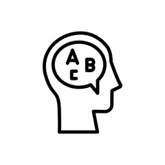 Poster - head chat letter icon. Simple line, outline vector elements of brain process icons for ui and ux, website or mobile application