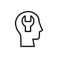 Aufkleber - head wrench icon. Simple line, outline vector elements of brain process icons for ui and ux, website or mobile application