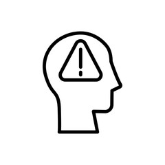 Poster - head sign danger icon. Simple line, outline vector elements of brain process icons for ui and ux, website or mobile application