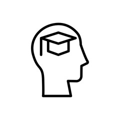 Poster - head graduate hat icon. Simple line, outline vector elements of brain process icons for ui and ux, website or mobile application
