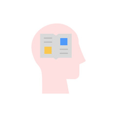 Poster - head book icon. Simple color vector elements of brain process icons for ui and ux, website or mobile application