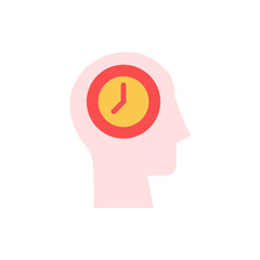 Poster - head clock icon. Simple color vector elements of brain process icons for ui and ux, website or mobile application
